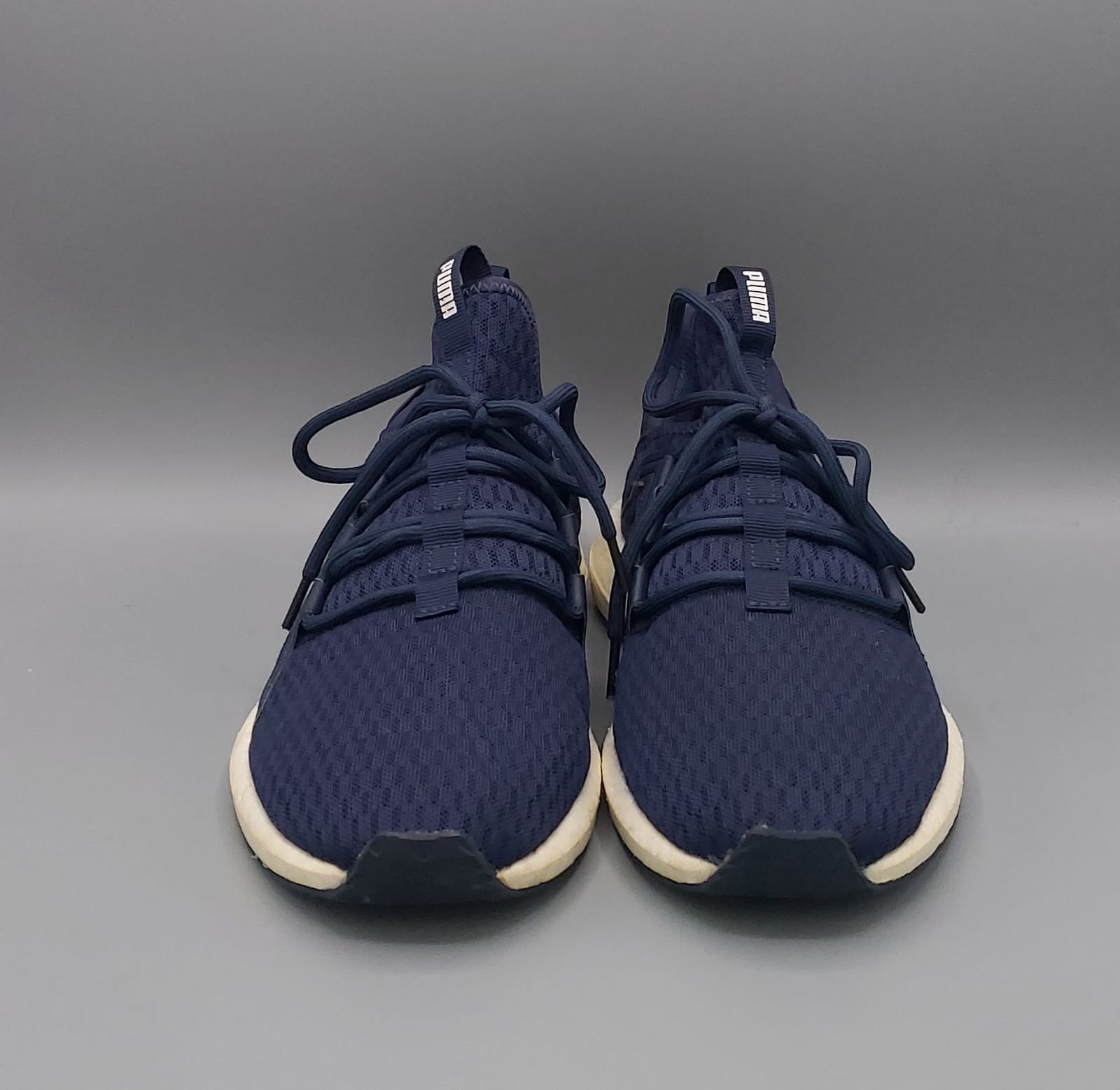 Puma Mega NRGY running shoes, UK 8.5 US 9.5 EUR 42.5, excellent condition cushioned running footwear.