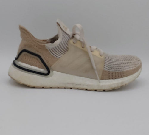 Adidas Ultraboost 19 shoes, US 8 UK 6.5, excellent condition cushioned running footwear.