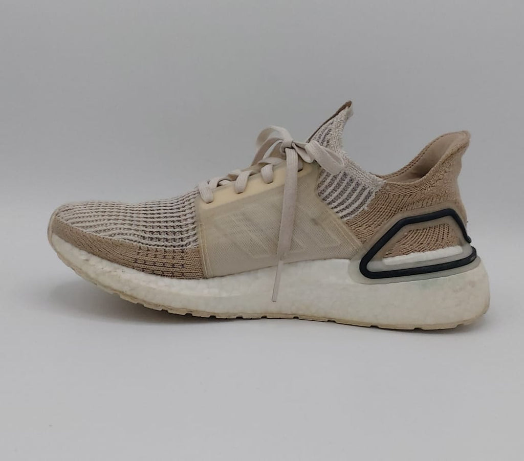 Adidas Ultraboost 19 shoes, US 8 UK 6.5, excellent condition cushioned running footwear.