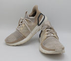 Adidas Ultraboost 19 shoes, US 8 UK 6.5, excellent condition cushioned running footwear.