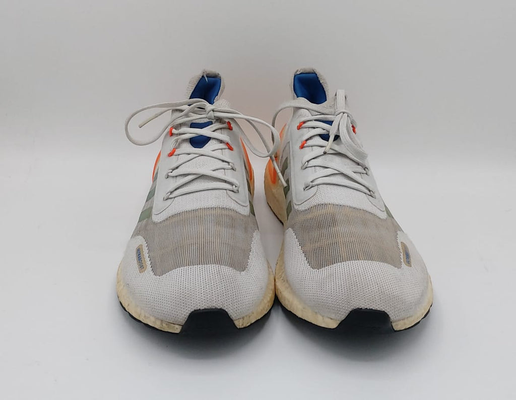 Adidas Ultraboost shoes, US 10.5 UK 10, excellent condition cushioned performance footwear.