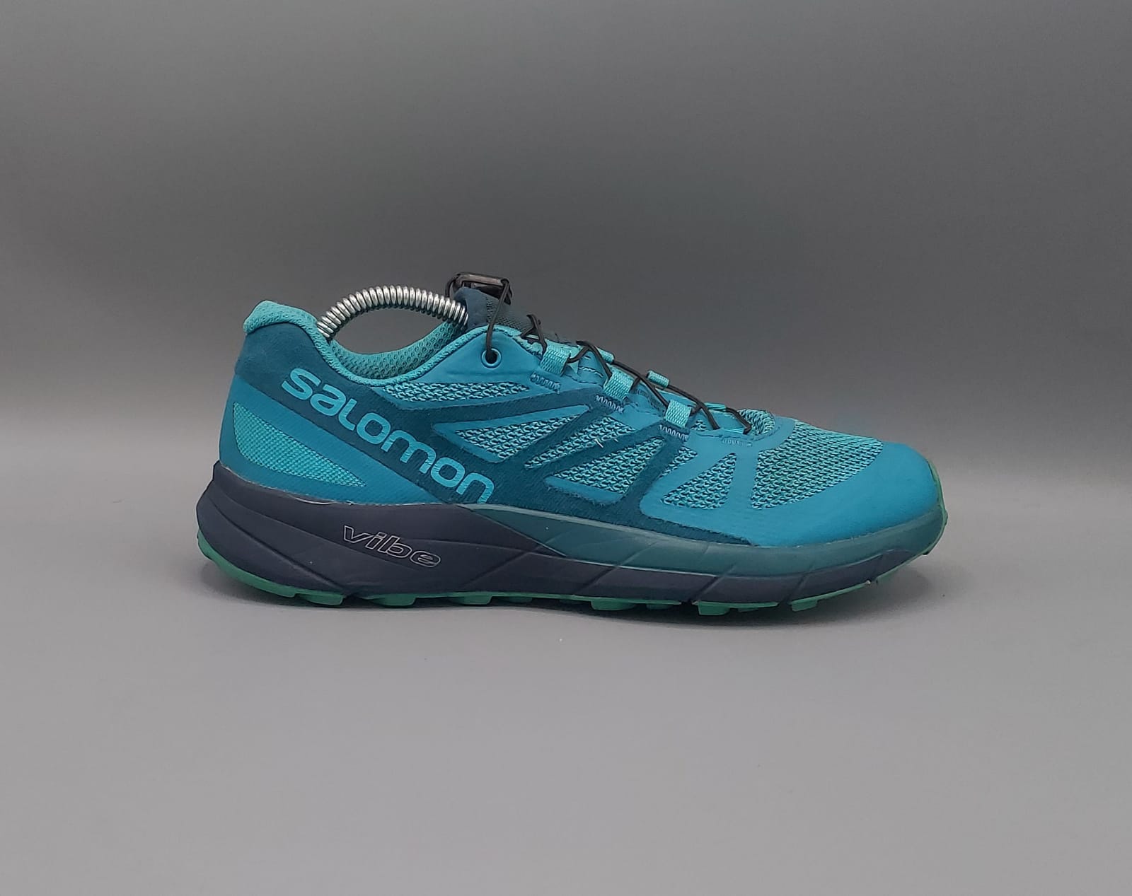 Salomon Sense Ride trail shoes, US 7 UK 5.5 EUR 38.5, good condition cushioned outdoor footwear.