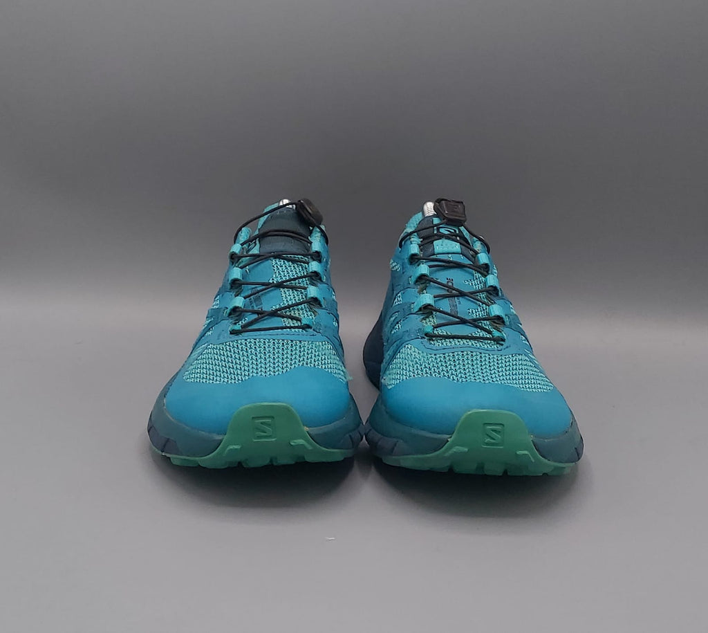 Salomon Sense Ride trail shoes, US 7 UK 5.5 EUR 38.5, good condition cushioned outdoor footwear.
