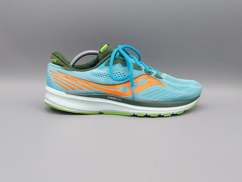 Saucony Ride 14 running shoes, US 9 UK 8 EUR 42.5, premium condition cushioned performance footwear.
