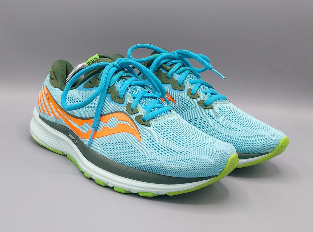 Saucony Ride 14 running shoes, US 9 UK 8 EUR 42.5, premium condition cushioned performance footwear.